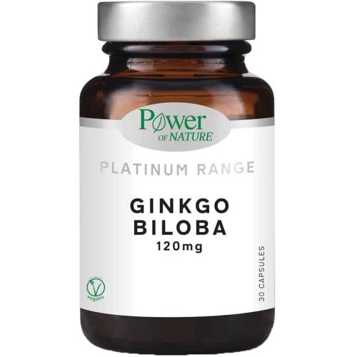 Power of Nature Platinum Range Ginkgo Biloba Συμπλήρωμα Διατροφής με το Φυτό Ginkgo Biloba για Αντιοξειδωτική Δράση 120mg 30veg.caps